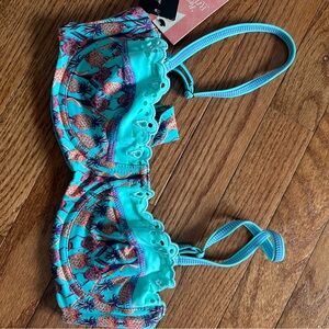 Maaji Turquoise and Pink Bikini Top